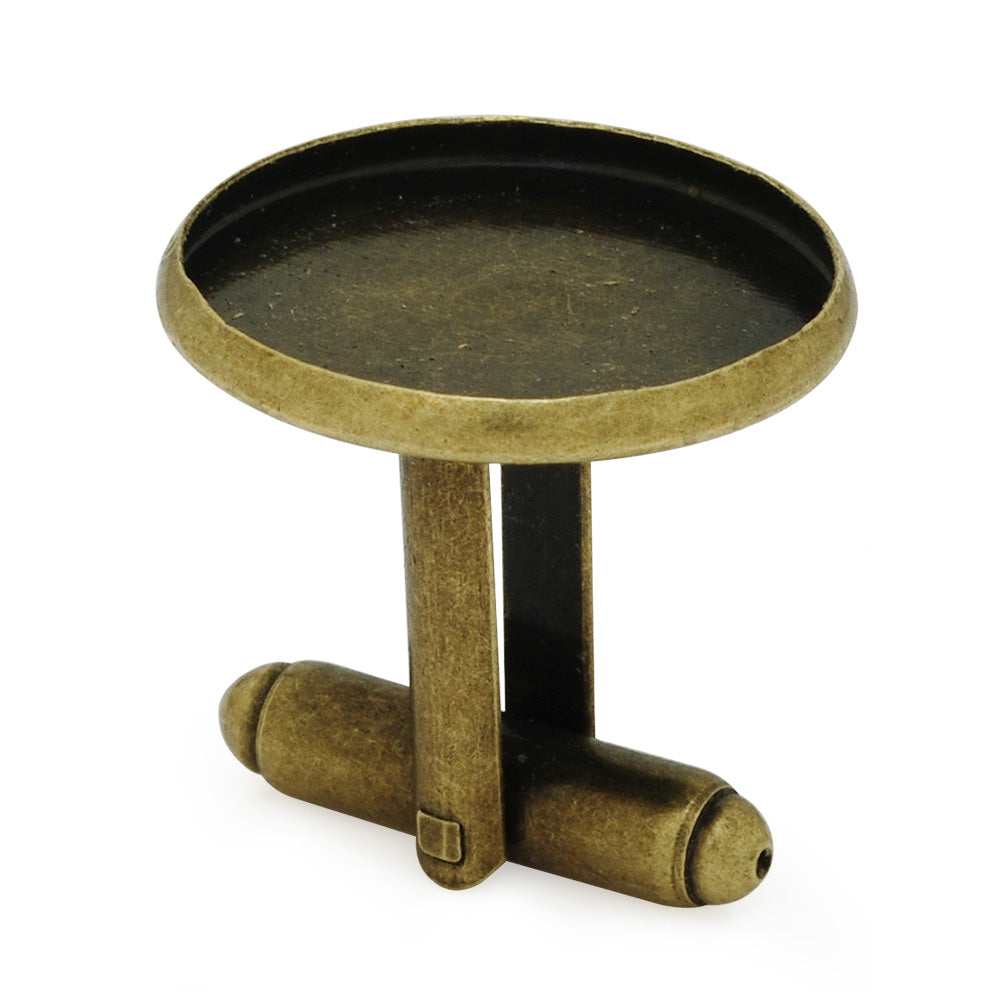 18mm Round Antique Bronze Cufflink Blank Base,Bezel Cufflink Setting,Metal Brass,20pcs/lot
