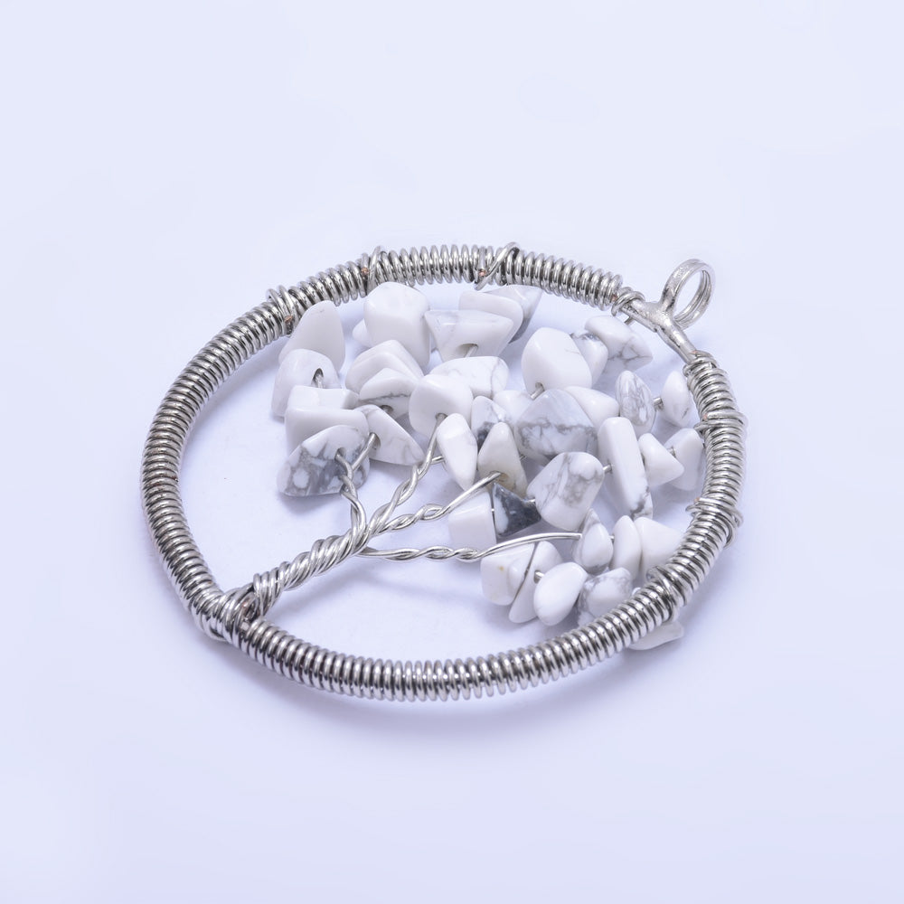 1 Solid White 46mm Irregular Natural Stone Healing Fashion Jewelry Charm Crystal High Quality Pendant Tree of Life Women'sFashion Handwork
