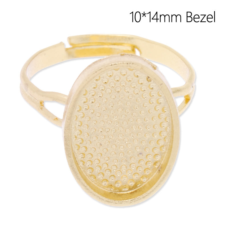 Adjustable ring with 10x14mm oval Bezel,Zinc alloy filled,gold finished,20pcs/lot