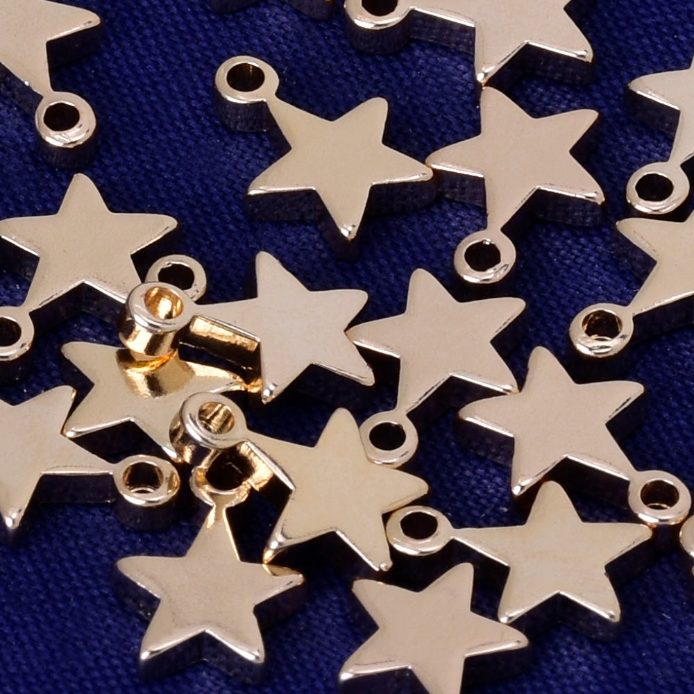 About 8*6mm tibetara® Brass Star Stamping Blank Metal charm Hand stamping Blanks for Jewelry Ready to Stamp plated kc gold 20pcs