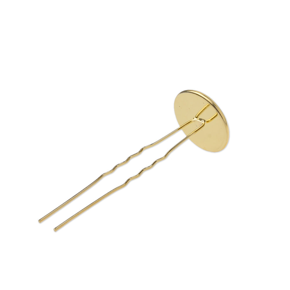 10 18K Gold U shape Hairpin with 20mm Bezel Diy  Bobby Pins Wedding Hair Pins Hair Accessories