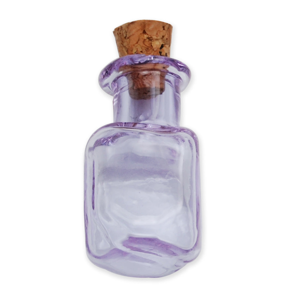 14 * 25mm Colored Tetragonal Wishing Bottle,Purple Small Glass Flat Bottle With Cork,Empty Glass Bottles,Glass Jar,10pcs/lots