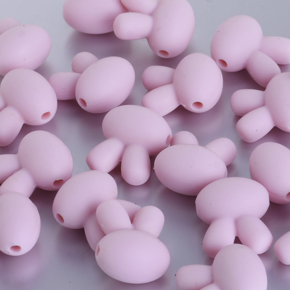 15*18.2*10.5mm Silicone Small Bunny Rabbit Teether Beads For DIY Baby Teething Necklace Food grade silicone sensory beads pink 10pcs