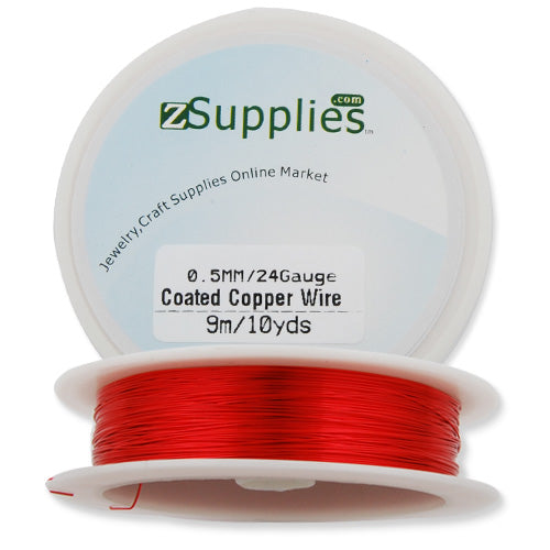 0.5MM Thick Red Coated Soft Copper Wire,about 9M/10yds per Roll,24Gauge,Sold 10 Rolls Per Lot