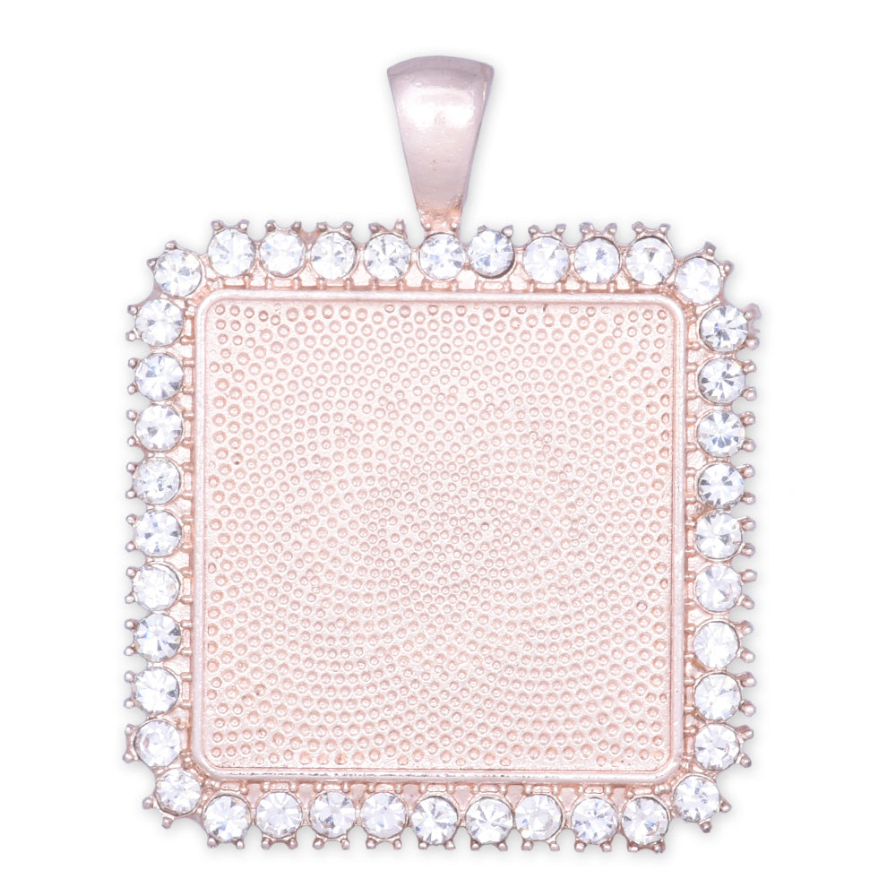 1 inch 25mm Rose Gold Square Pendant tray,Crystal Pendant Blank fit 1"Cameo Cabochon 10pcs