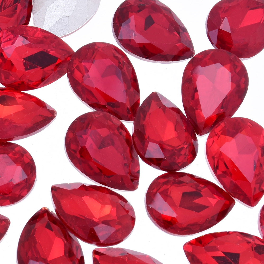18x25mm Teardrop crystal Pointed Back Rhinestones Glass Crystal dress jewellery making shoes red 50pcs 10184356