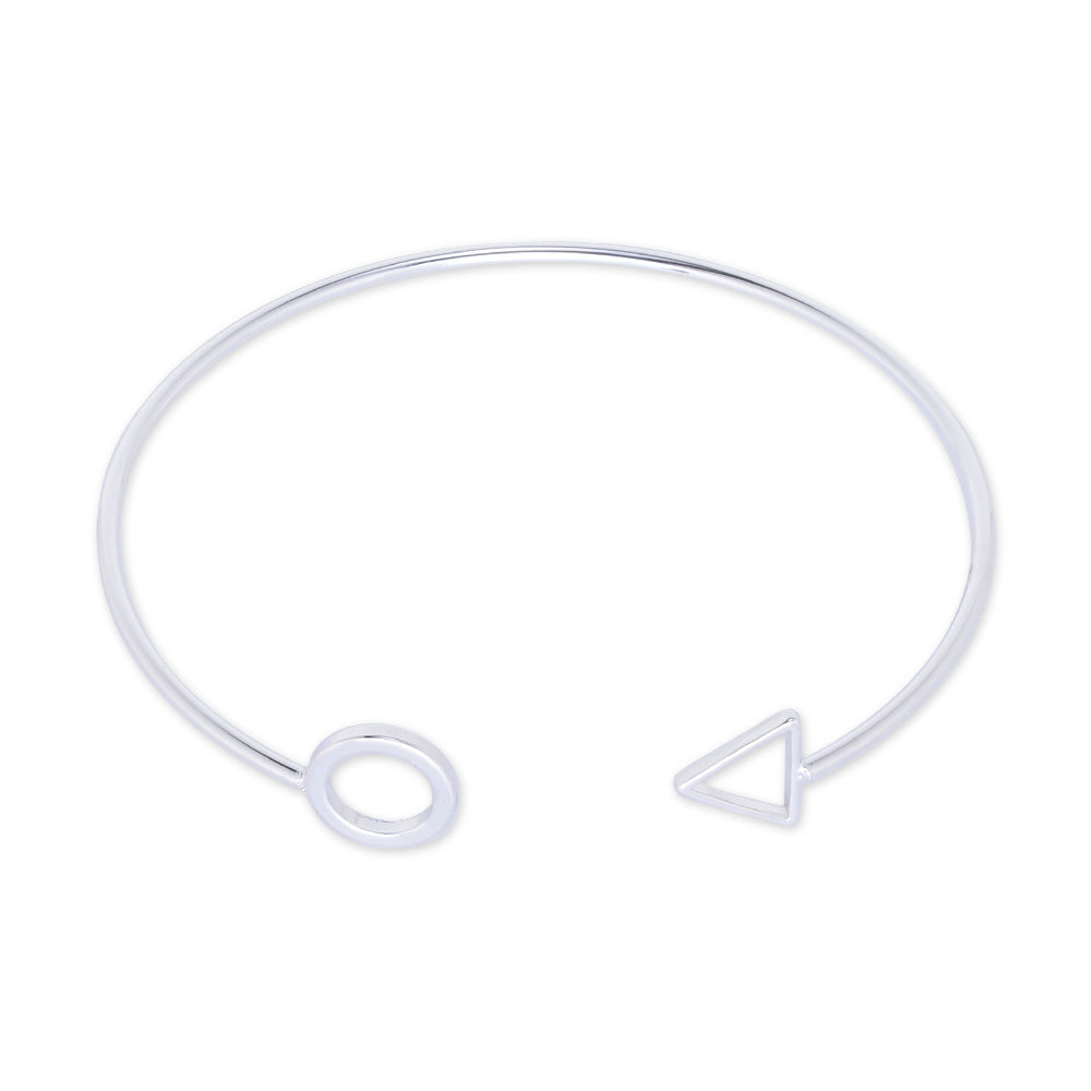 60mm Adjustable Brass Cuff Bracelet circle and Triangle Bangle eometry bracelet personalized bracelets plated silver 1pcs