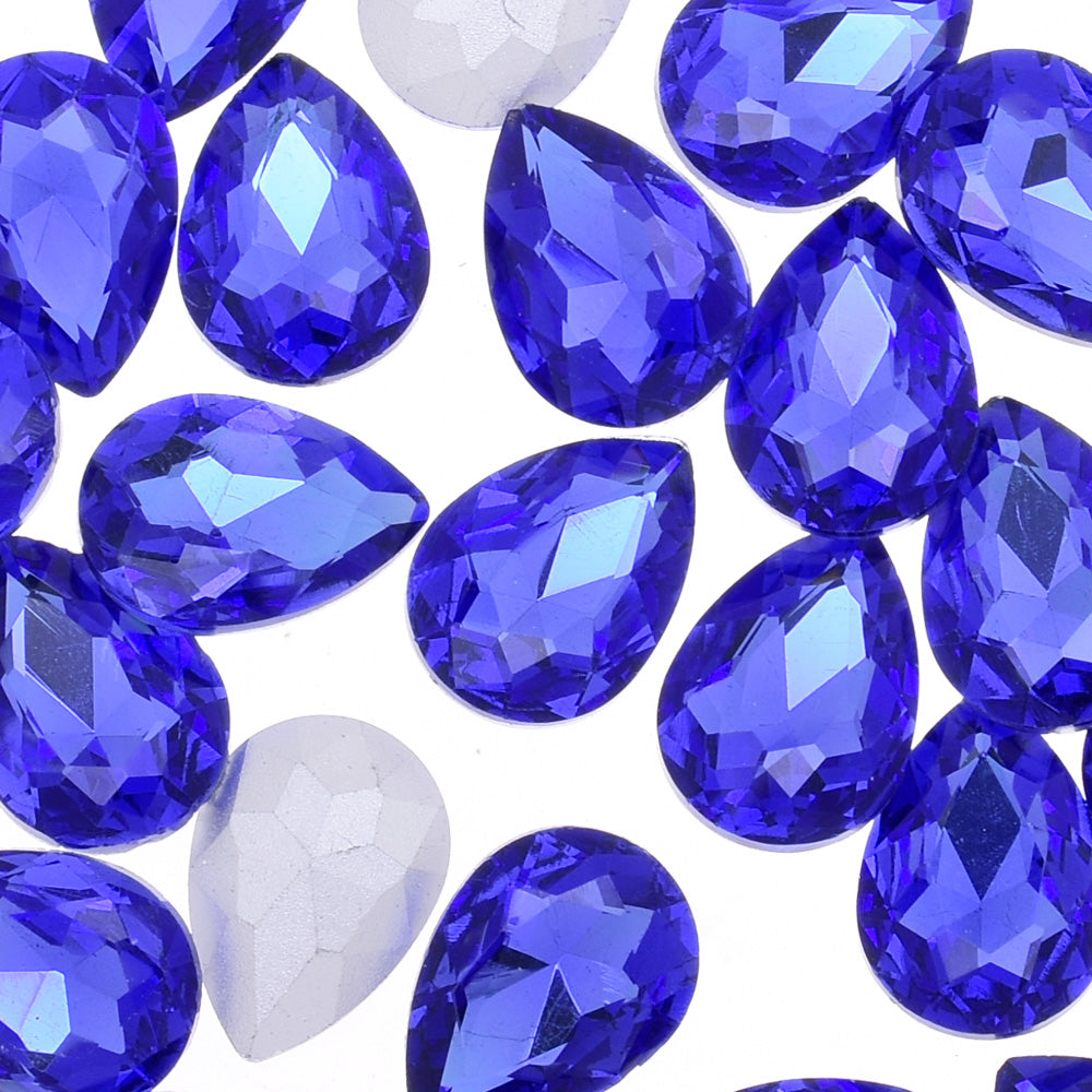 18x25mm Teardrop crystal Pointed Back Rhinestones Glass Crystal dress jewellery making shoes blue 50pcs 10184352