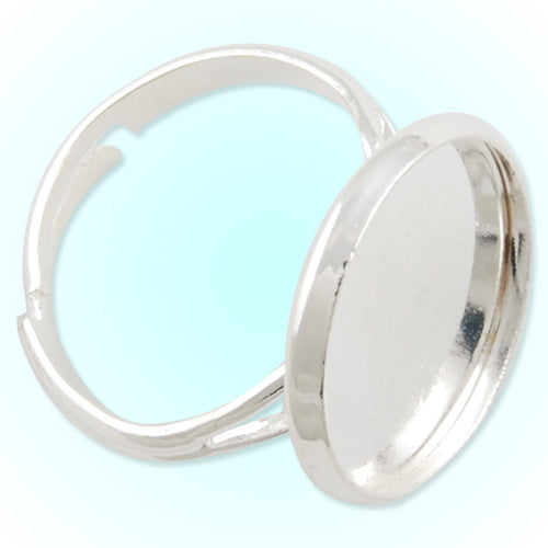 16MM Round Adjustable Shallow bottom Silver plated Ring Base Setting Pendants With 16 MM round Pad,Sold 50PCS Per Package