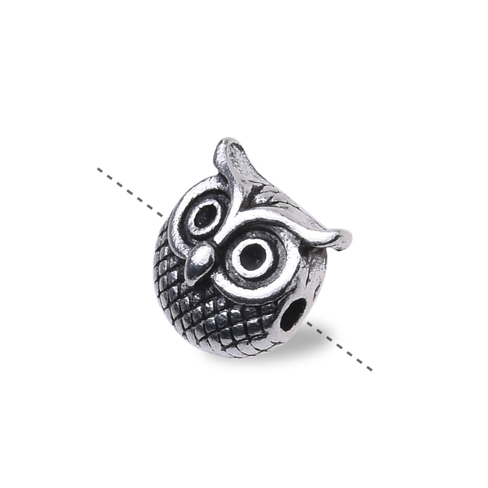 20 Antique Silver Owl Spacer Bead Loose Spacer Bead Jewelry DIY Bracelet Making European Charms 11x11mm