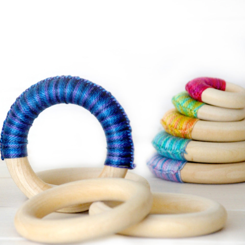 33mm Natural Wooden Teething Ring Wood Teether New Baby Gift ring
