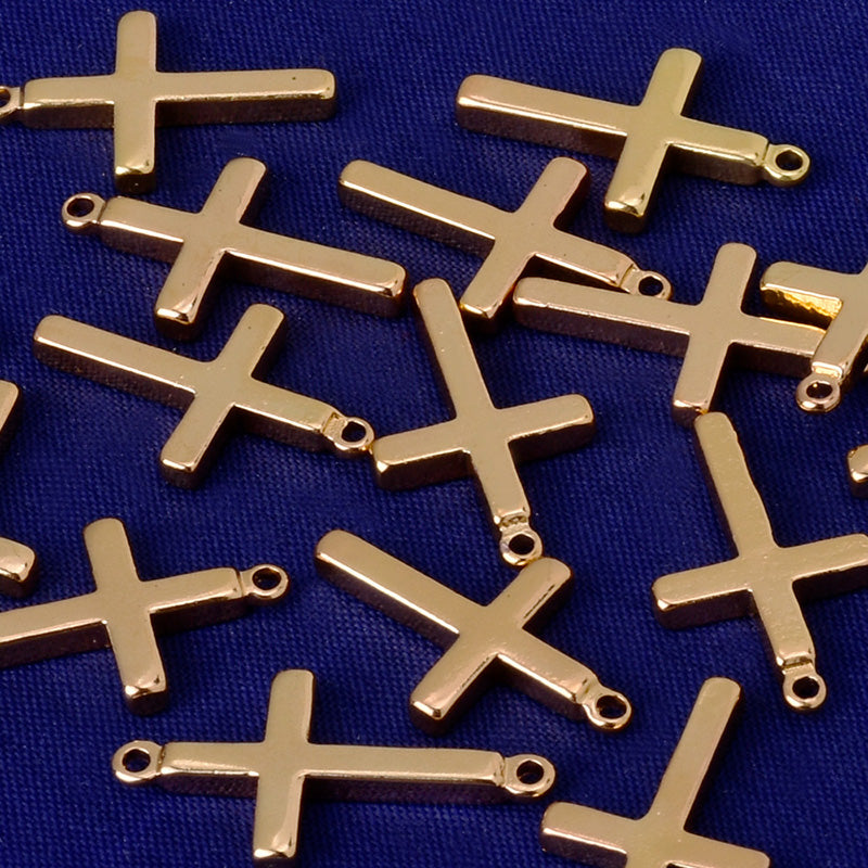 About 11*2MM tibetara® Brass stamping blanks Personalize charms Cross Pendants hand stamped jewelry supplies plated gold 20pcs
