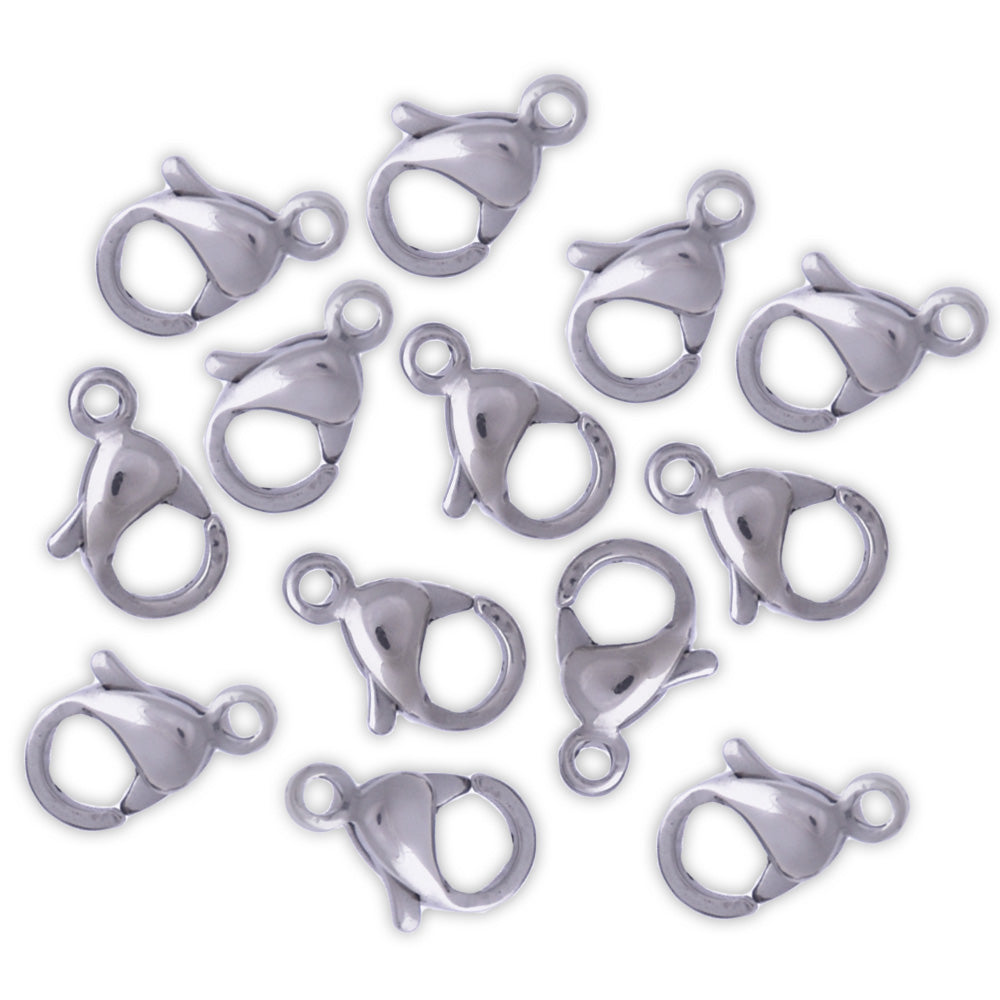 11mm Silver Tone Stainless Steel Lobster Clasp Claw  Charm Connector Jewelry Findings Charm Bracelet Making 20pcs