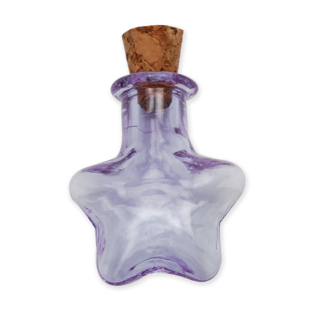 20 * 21mm Pentacle shaped Purple wishing bottle,small glass bottles with cork,glass jar,tiny corked bottle,empty glass bottles,10pcs/lots