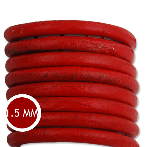 1.5mm Thickness Red Round Leather Cord,Sold 50M/Roll