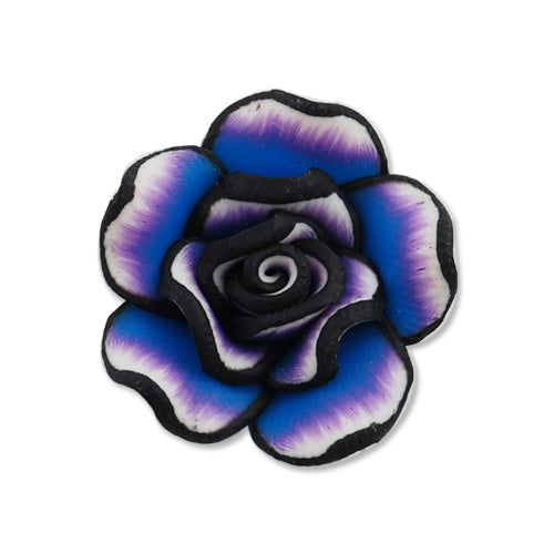 20MM HandMade And Flat Back Polymer Clay Flower Beads,Purple-Blue,Side Drilled Hole Size 2.5MM,Lead Free,Sold 50 PCS Per Package