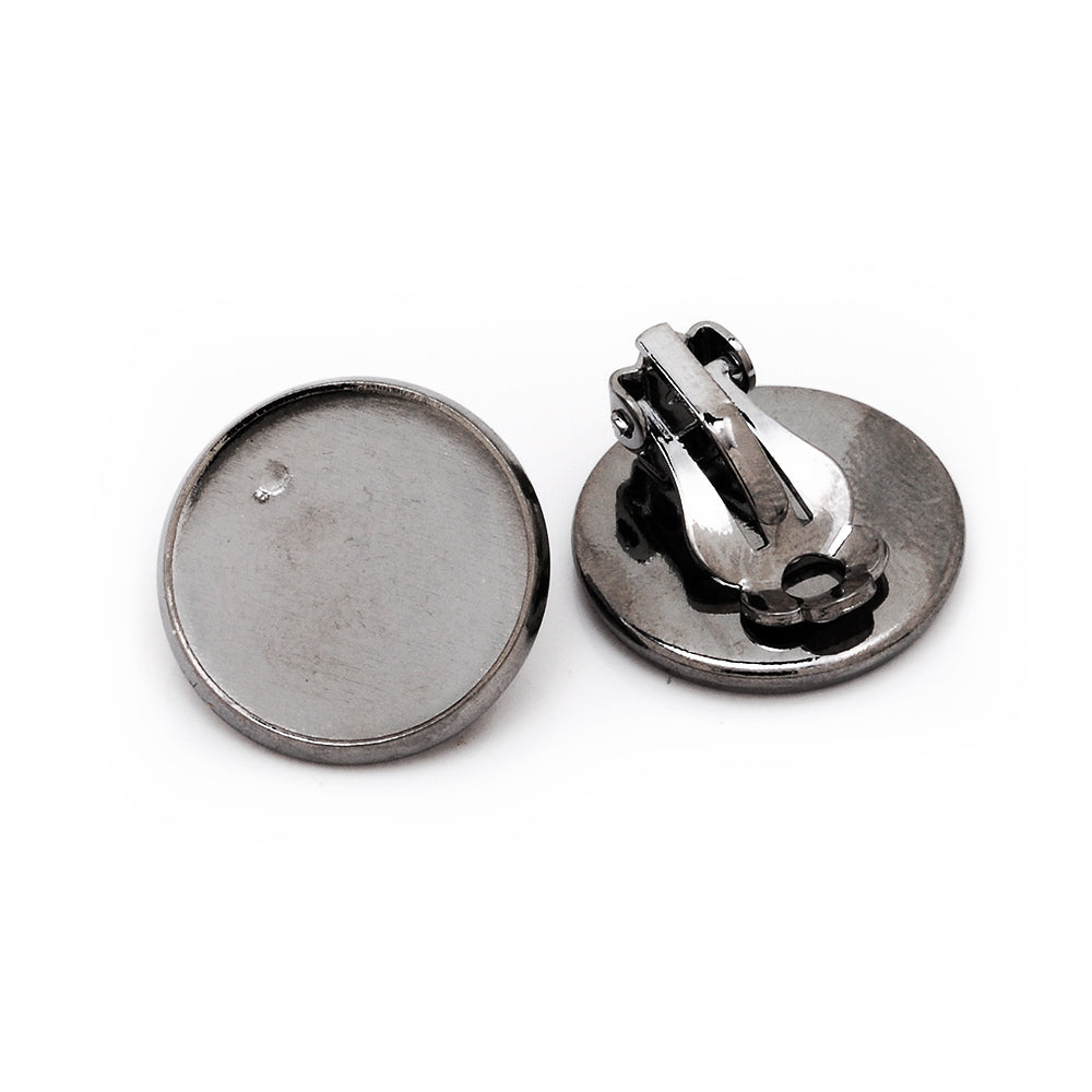 16mm Round Antique Black Metal Blank Earring Clip Base,Earring Clip Blanks,Cabochon base earring clip,sold 50pcs/lot
