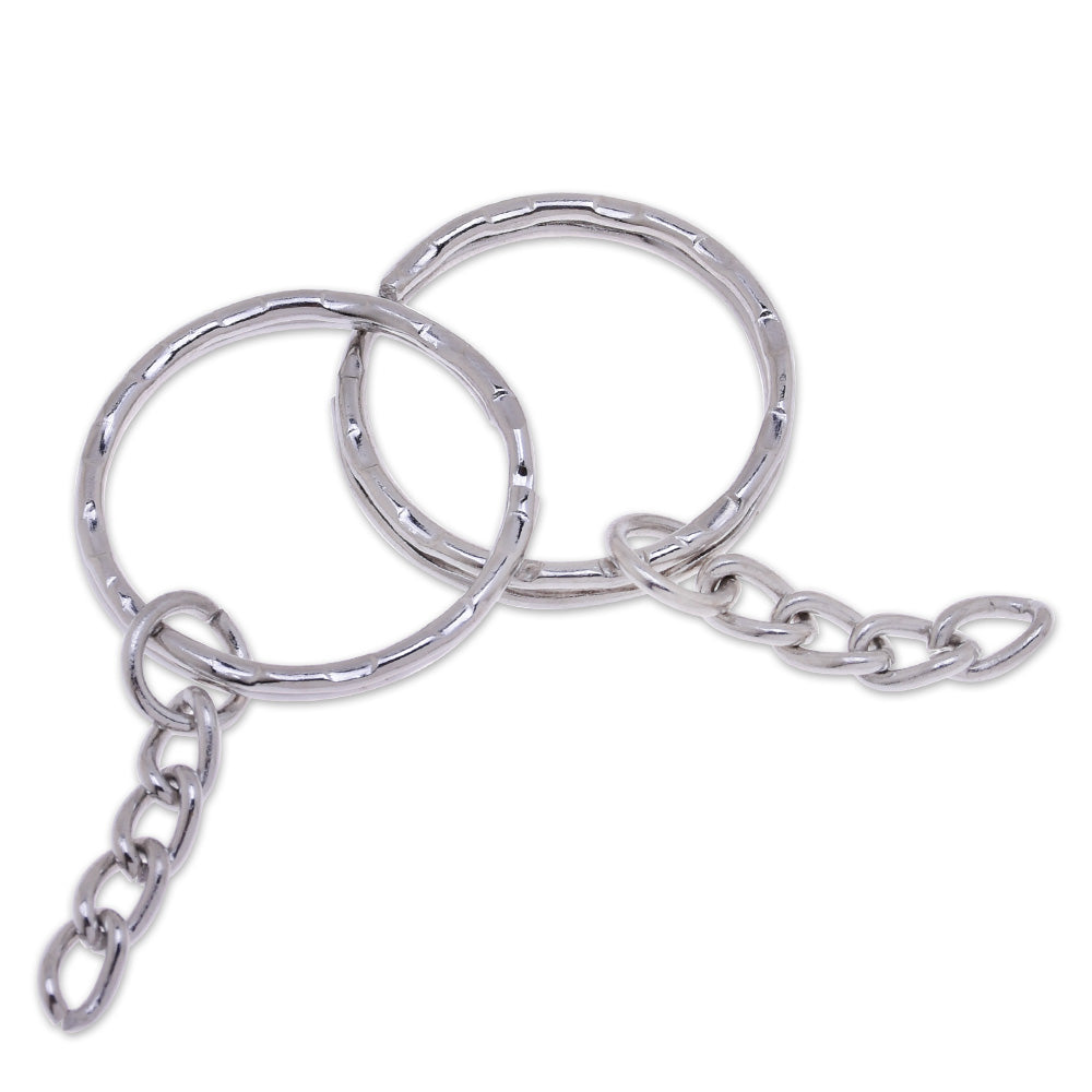 22mm Iron Keychain Rings with chain Key Clip Split Key Ring Findings Metal Charms wholesale white K 50 pcs 10183603