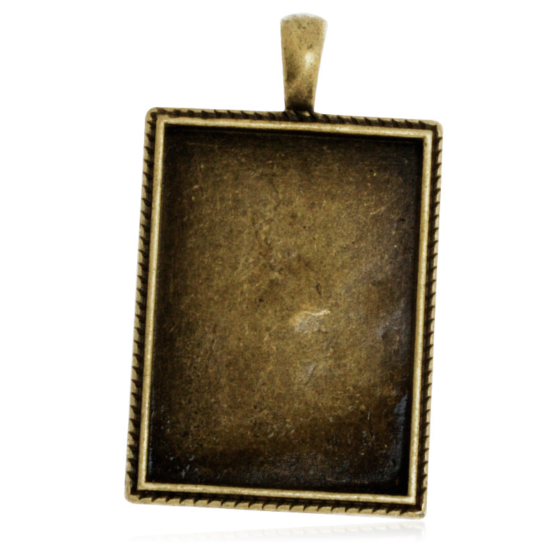 25 * 35mm (Inner size) Antique Bronze Rectangular pendant base,Jewelry blank zinc alloy pendant settings,cabochon bezel settings,20 pieces/lot