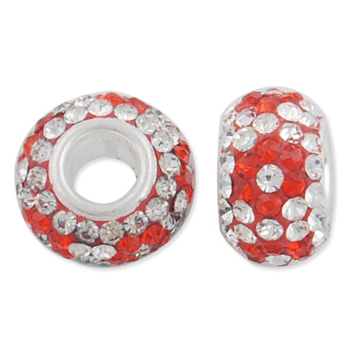 12*7 MM High Quality Round Orange-Crystal Pave Crystal Beads,Skyeye,Brass Hole,Hole Size 4.3MM,Sold 5 PCS Per Package