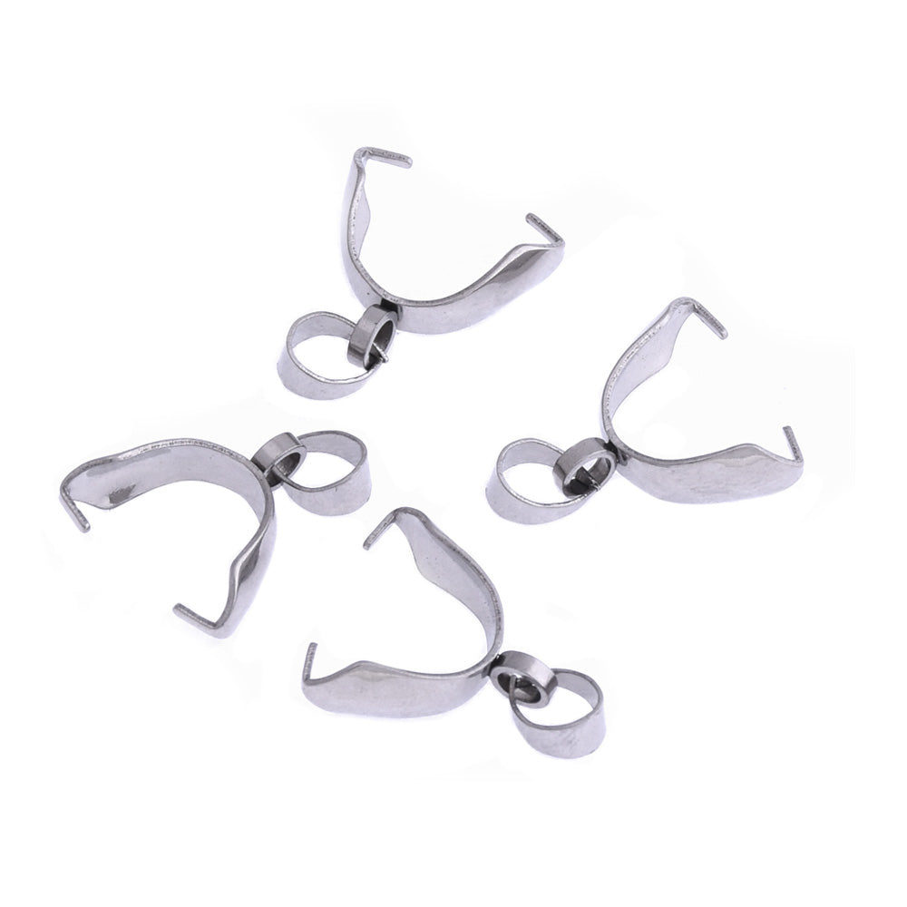 Stainless Steel Silver Tone Pinch Bails, Bail - Main Image