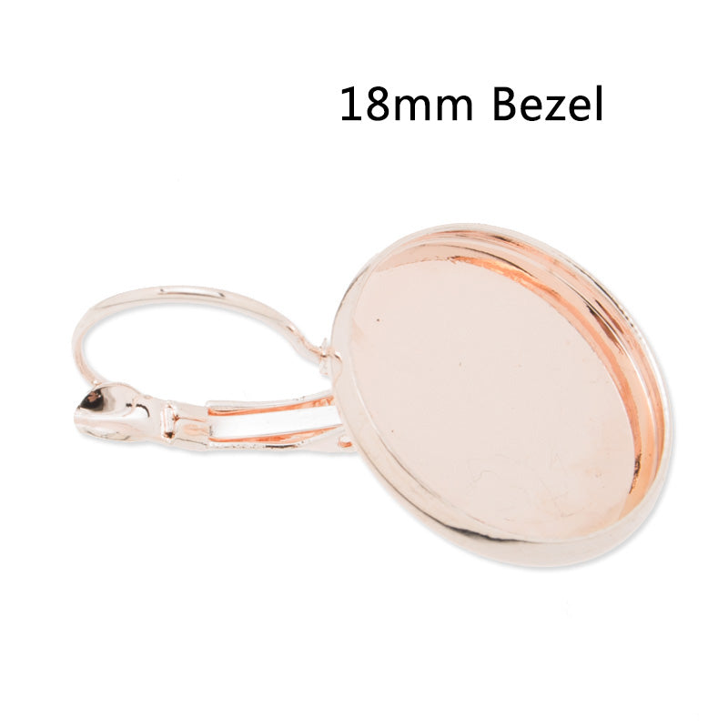 50PCS Rose Gold French Lever Back Earrings Blank/Base,fit 18 MM glass cabochons,buttons