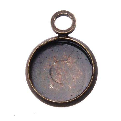 Antique Bronze Plated Pendant trays,lead and nickle free,fit 8mm round glass cabocon, sold 50pcs per pkg
