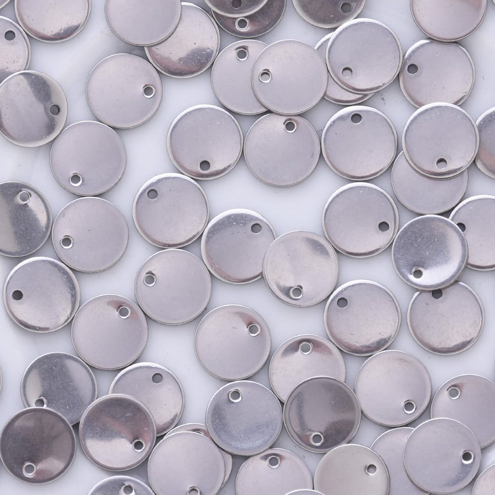 20 Silver Tone Stainless Steel Stamping Blank Tags Charms about 8mm Round Dics Tags Wholesale Diy Jewelry Findings