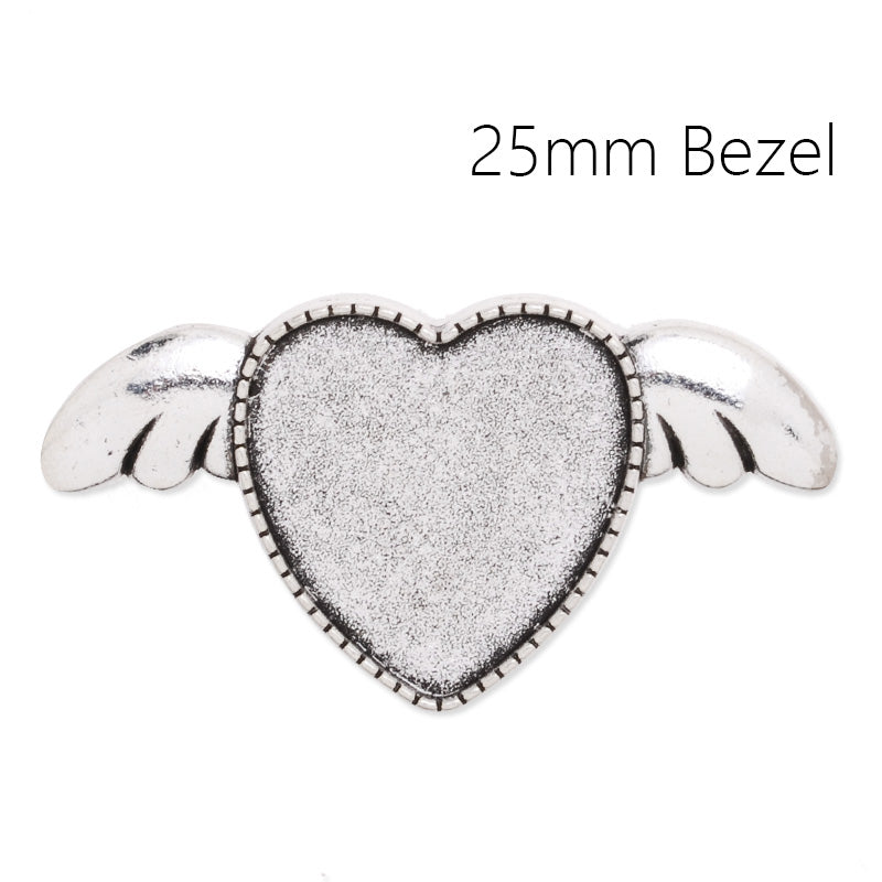 25mm heart anqitue silver plated brooch blank,brooch bezel,heart with wings,zinc alloy,lead and nickle free,sold by 10pcs/lot