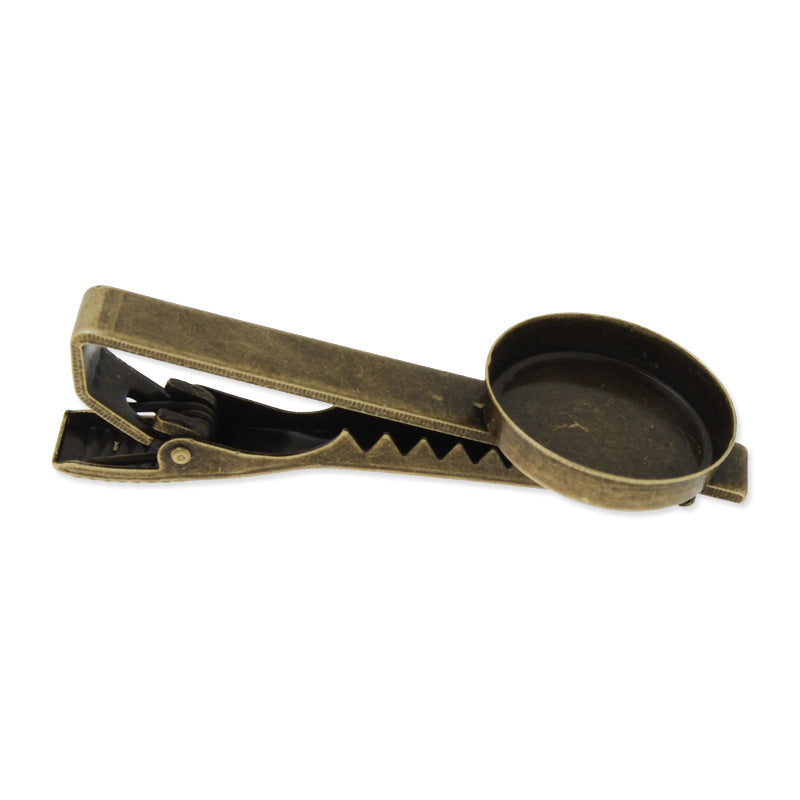 Tie Clip Bar with 18mm Round deep bezel,deep size about 3.5mm,Brass filled,Antique Bronze plated,10pcs/lot