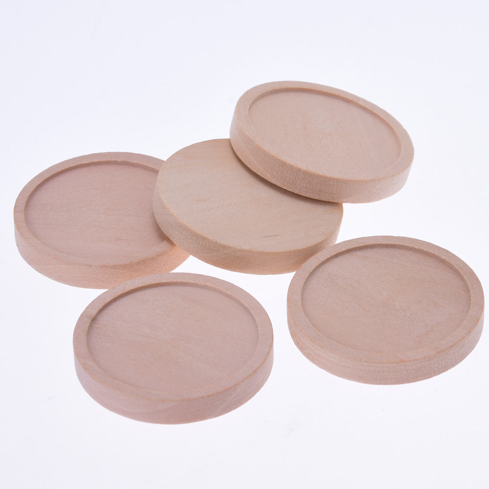 wood Round Pendant tray,bracelet blanks, fit 30mm round cabochons,primary, sold 20pcs