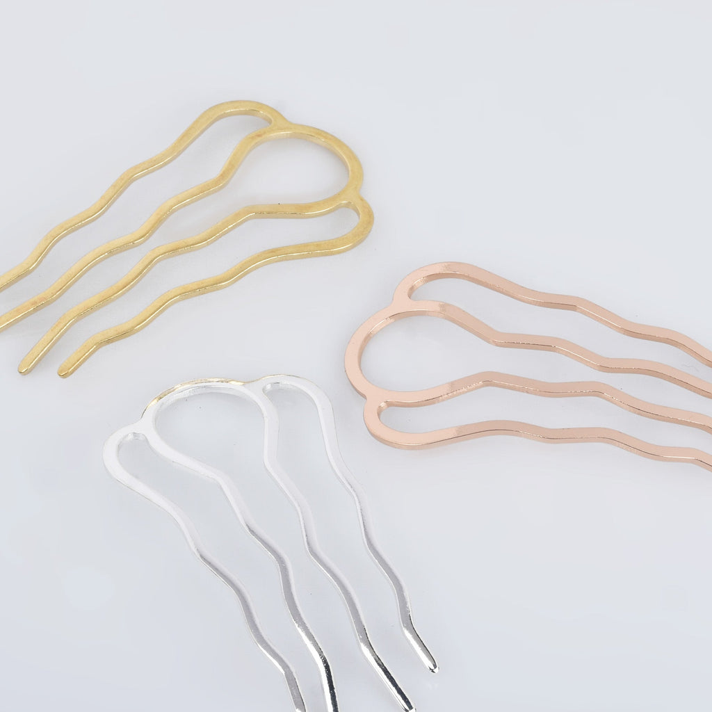 34*60mm Brass 4 Teeth Barrette Hair Combs wavy hairpin Hair Stick Hair Barrette hair accessories 5pcs 102854