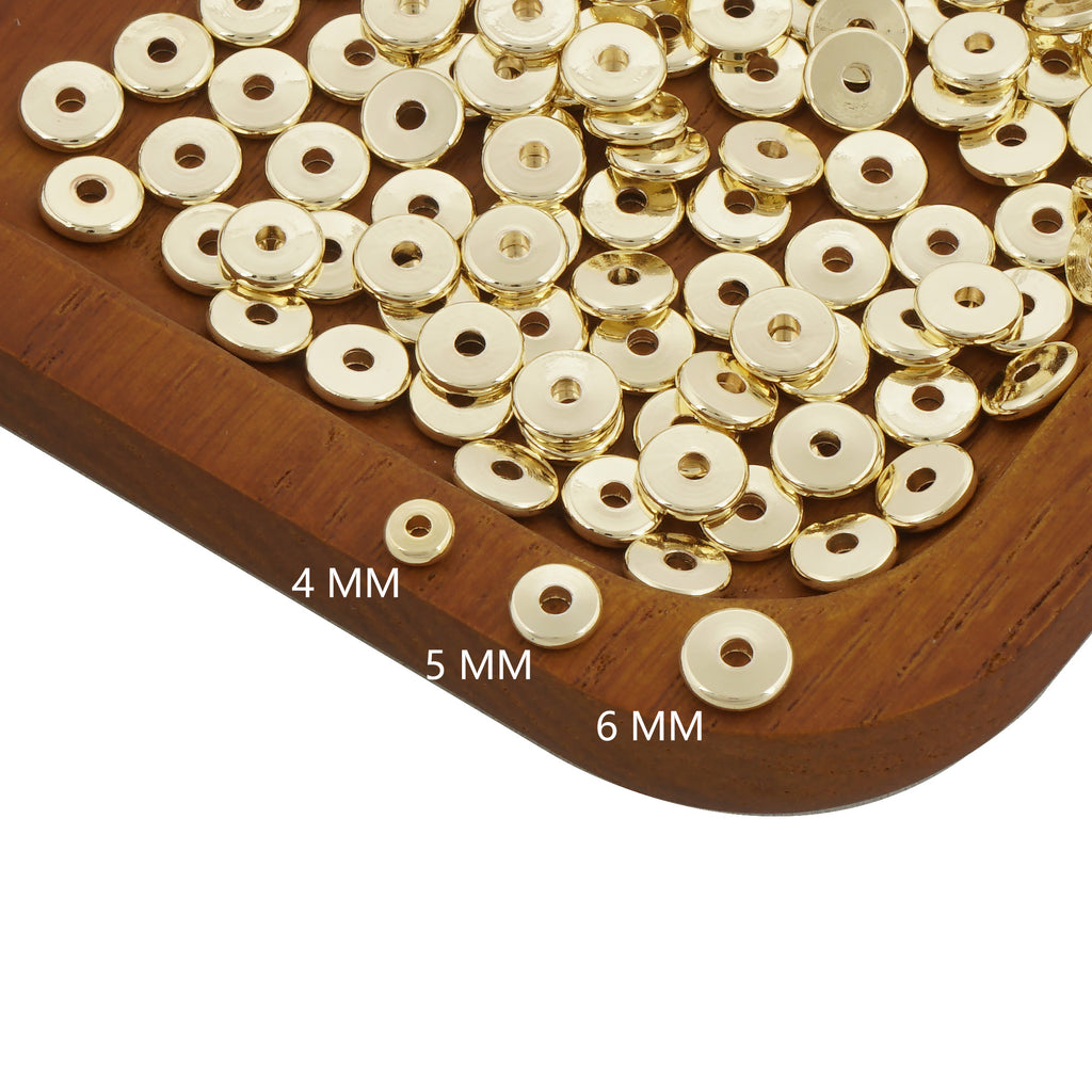 14k Gold Filled Flat Spacer Beads - Coin Disk and Disc Styles in 4mm, 5mm, 6mm Sizes