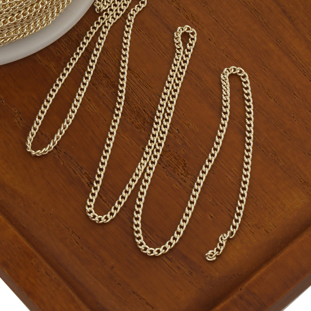 14k gold filled Curb Chain Necklaces Unfinished Gold Curb Chain Gift for Women or Men Chain for pendant 6 feet 104044
