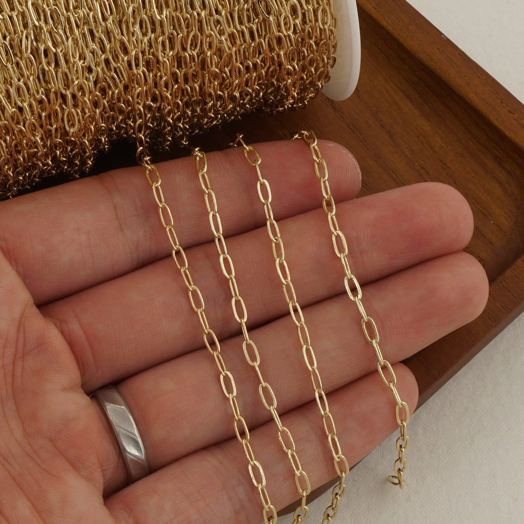 14k Gold Filled Paper Clip Chain - Unfinished, Perfect for Bracelets & Necklaces - Link Chain for Jewelry Making 104047