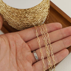 14k Gold Filled Paper Clip Chain - Unfinished, Perfect for Bracelets & Necklaces - Link Chain for Jewelry Making 104047