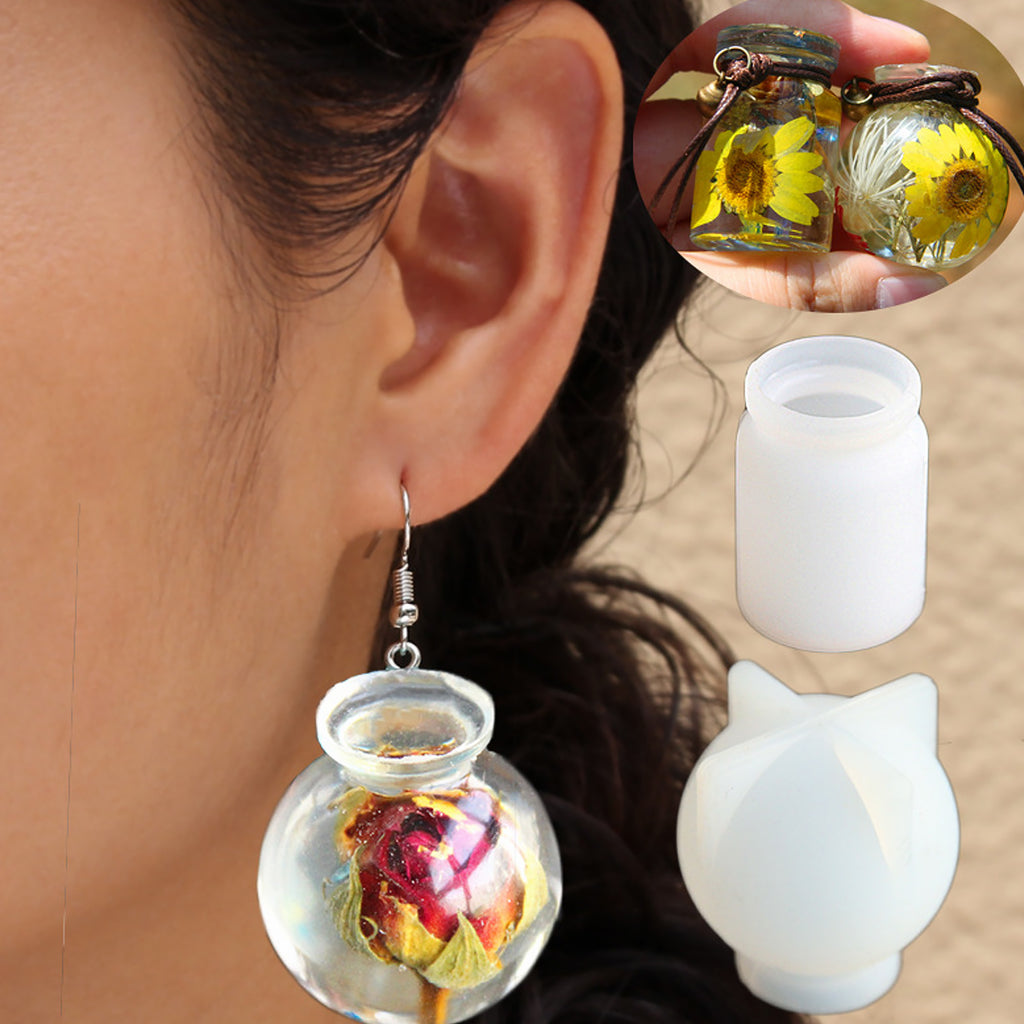 1set Small Bottle Silicone Mold, Resin Bottle Pendant Mold, Drifting Bottle Necklace Mold, 3D Bottle Earrings 10405750