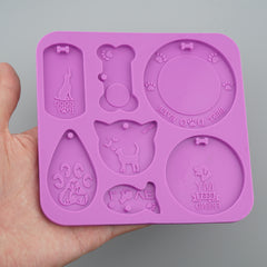 1PC Shiny Bone Dog Tag Keychain Pendant Silicone Resin Mold, Pet Tag Silicone Mold- UV Resin mold- custom dog tag, cat tag mold 10405850