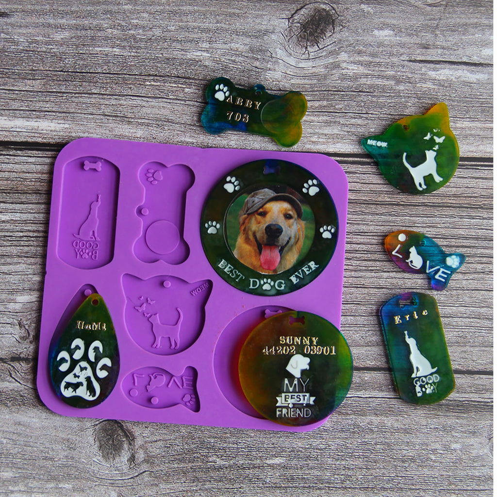 Epoxy Resin Pet Tag Mold-bone Shaped Dog Tag Silicone Mold-heart Shaped Pet  Tag Resin Mold-silicone Cat Tag Mold-resin Craft Mold 