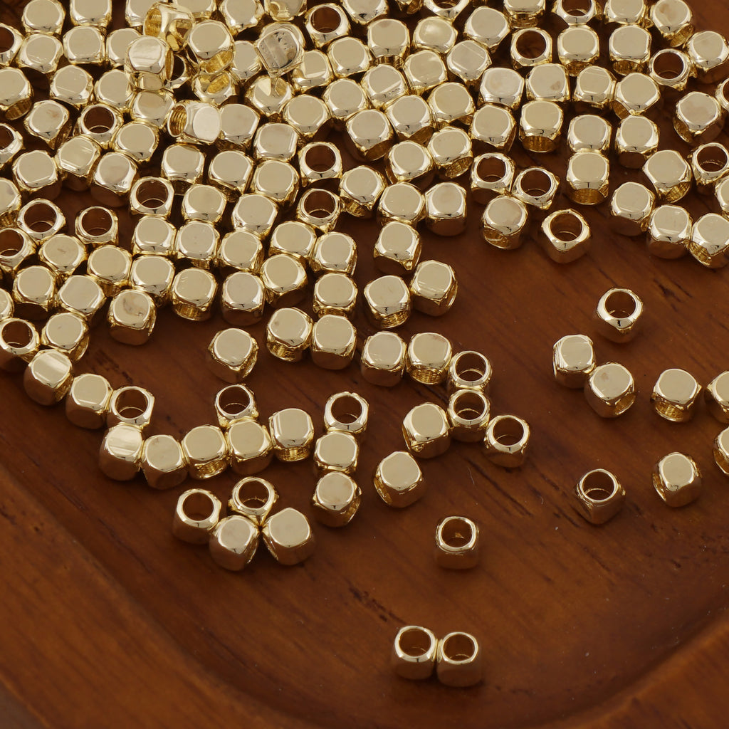 25 pcs Gold Filled 3mm 4mm 5mm Round Beads 1.5mm hole spacer Beads