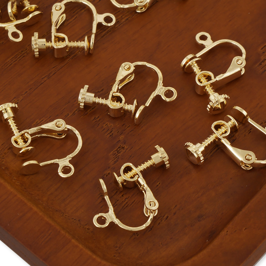 Gold Dangly Clip On Earring Converters With Adjustable Tension and Comfort  Pad