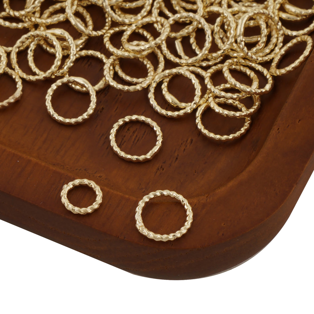 50PCS 14k Gold Filled Twisted Close Jump Rings for Jewelry Making and Connectors 104079