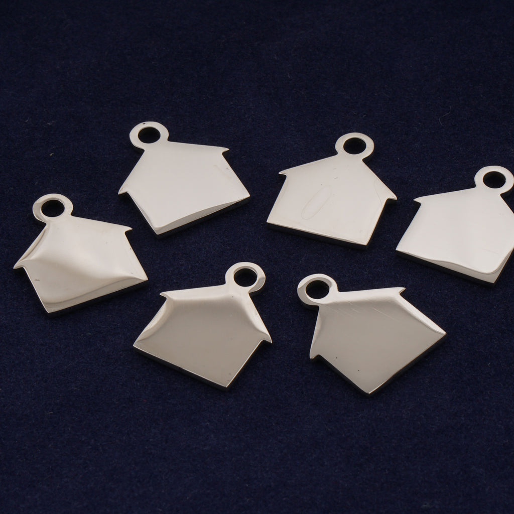 10 tibetara®  5/8*9/16"（17*14.5mm) House Shape Stainless Steel Stamping Blank Tags with 2mm hole 10409950