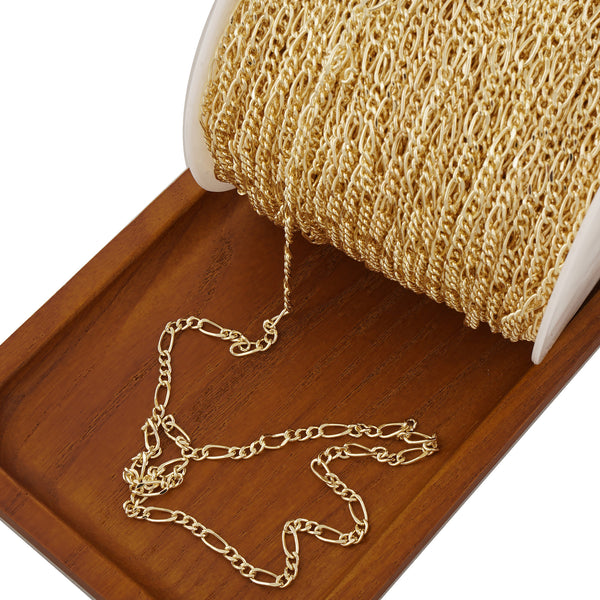 6 feet 3.5mm 14k Gold Filled Figaro Chain - Hiphop Figaro 3+1 Chain - Unfinished for Custom Bracelet & Necklace Creation 10413950