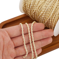 3 feet 3mm 14K Gold Filled Rope Chain, Hip Hop Style Chain, Bulk Necklace Chain, Jewelry Making Supplies 10414550