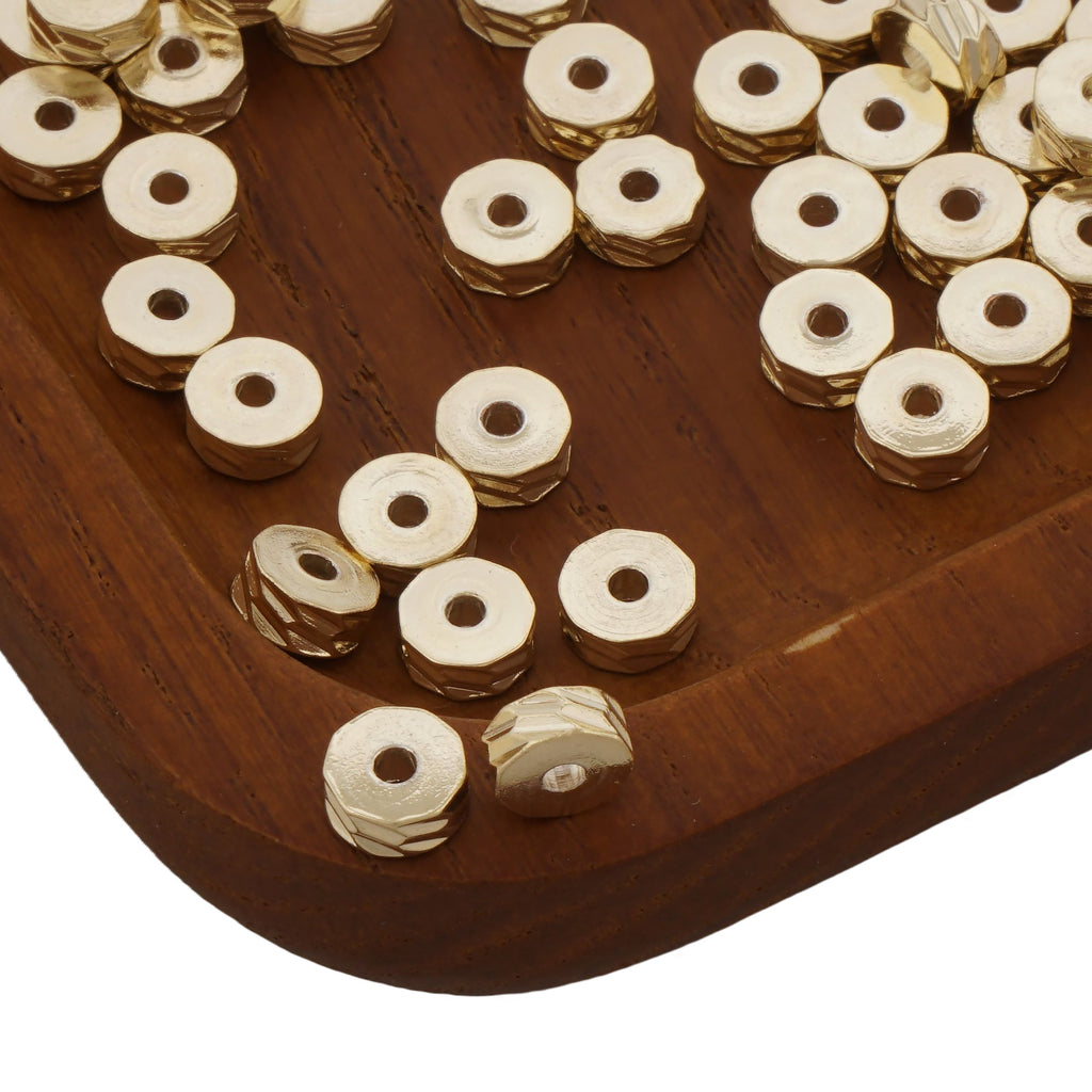 50pcs 14K gold filled Donut Beads, 4/5/6mm Brass Rondelle Spacer Beads, Tire Beads, Wheel Beads, Rhomboid Spacer Beads for Bracelet 104179