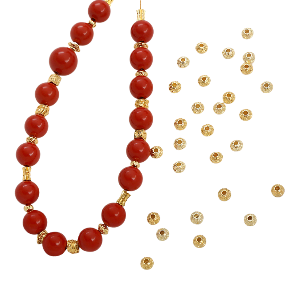 5pcs 14k Gold Filled Tibetan Spacer Beads, Brass Buddhism Rondelle Beads, Tire Spacer Beads for Bracelet and Necklace Making 104188