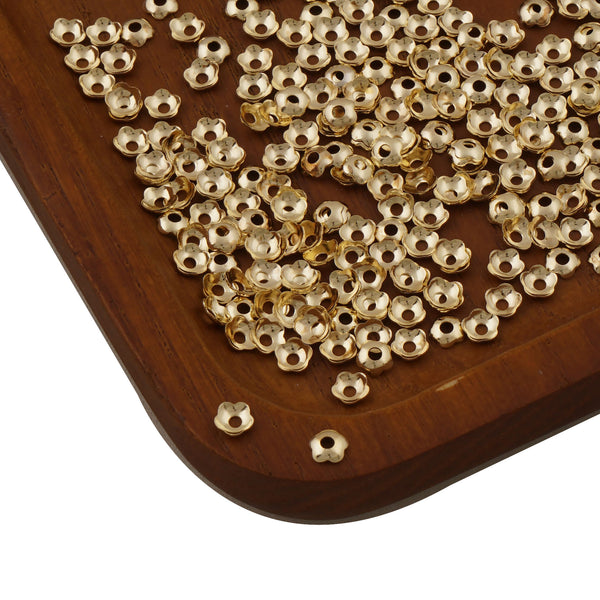200PCS 14k Gold Filled Bead Caps, 4mm Gold Filled Flower Bead Caps, Can work 5-6mm beads, Gold Filled Jewelry Findings 10419650