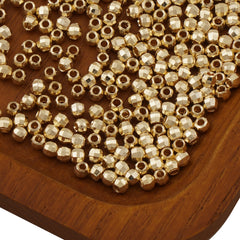 14K Gold Filled Brass Round Faceted Beads, 2/3/4mm Spacer Beads for Bracelet Necklace Jewelry Making Supply Wholesale 100pcs/bag 104217