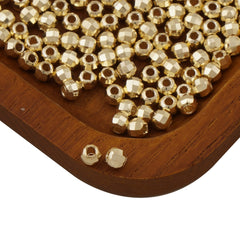 14K Gold Filled Brass Round Faceted Beads, 2/3/4mm Spacer Beads for Bracelet Necklace Jewelry Making Supply Wholesale 100pcs/bag 104217